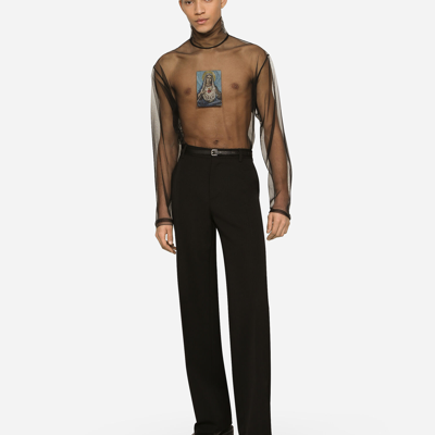 Shop Dolce & Gabbana Straight-leg Wool Pants In Black