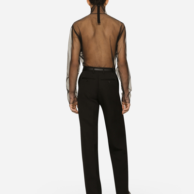 Shop Dolce & Gabbana Straight-leg Wool Pants In Black