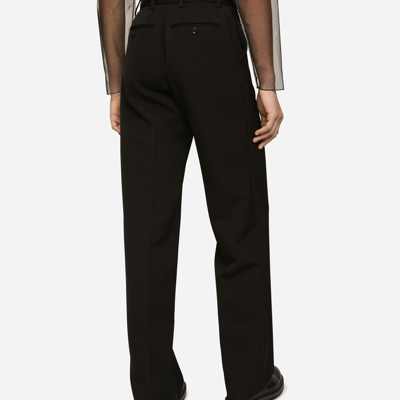 Shop Dolce & Gabbana Straight-leg Wool Pants In Black