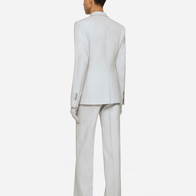 Dolce & Gabbana Stretch Wool Twill Pants With Straight Leg In Grey