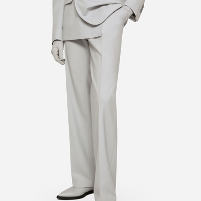 Dolce & Gabbana Stretch Wool Twill Pants With Straight Leg In Grey