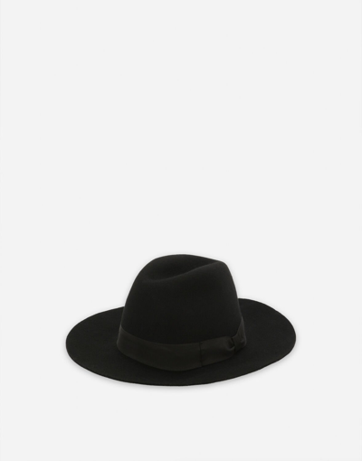 Shop Dolce & Gabbana Wool Felt Fedora Hat In Black