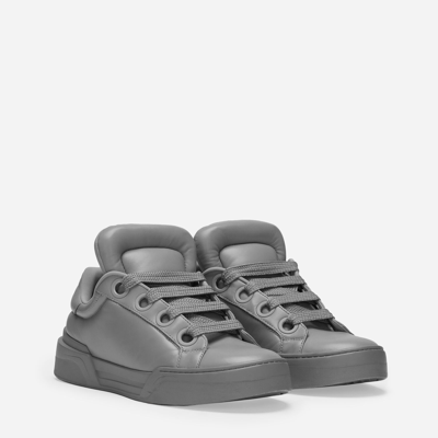 Shop Dolce & Gabbana Nappa Leather Mega Skate Sneakers In Grey