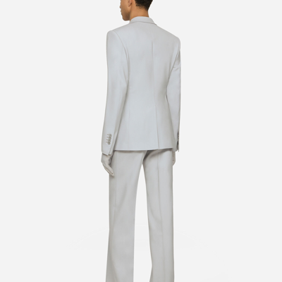 Dolce & Gabbana Double-breasted Stretch Wool Sicilia-fit Jacket In Grey