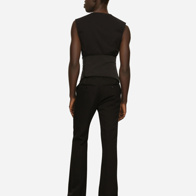 Shop Dolce & Gabbana Full Milano Jersey And Wool Gabardine Vest In Black
