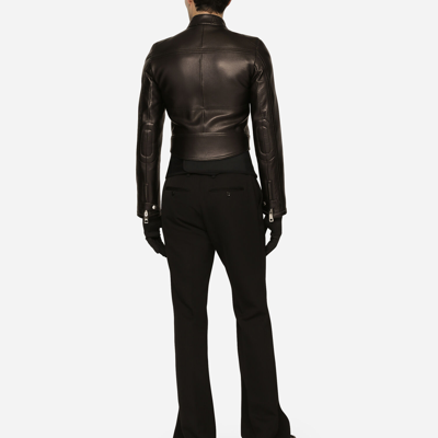 Dolce & Gabbana Nappa Leather Biker Jacket In Black