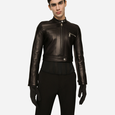 Dolce & Gabbana Nappa Leather Biker Jacket In Black
