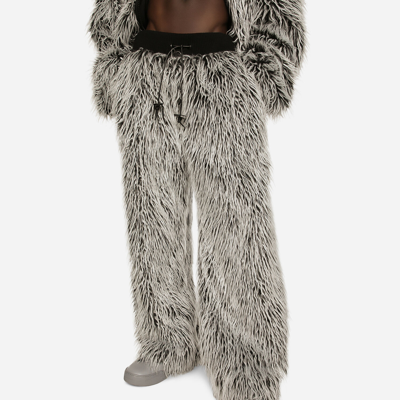 Shop Dolce & Gabbana Faux Fur Jogging Pants In Multicolor