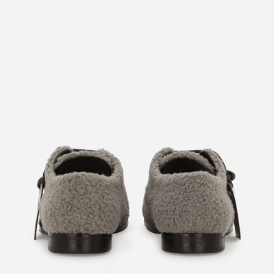 Shop Dolce & Gabbana Faux Fur Derby Shoes In Grey