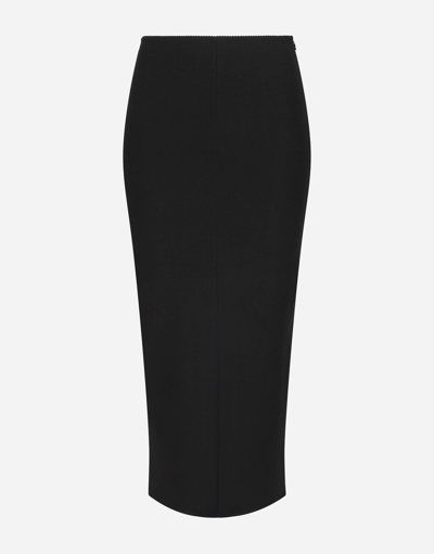 Shop Dolce & Gabbana Jersey Full Milano Calf-length Skirt In Black