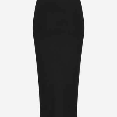 Shop Dolce & Gabbana Jersey Full Milano Calf-length Skirt In Black