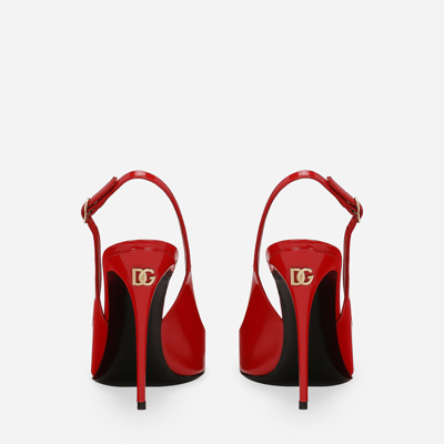 Shop Dolce & Gabbana Patent Leather Slingbacks In Red