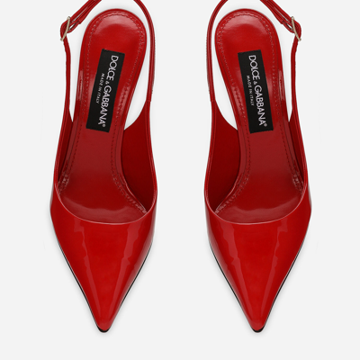 Shop Dolce & Gabbana Patent Leather Slingbacks In Red