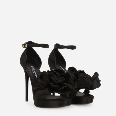 Shop Dolce & Gabbana Satin Platform Sandals In Black
