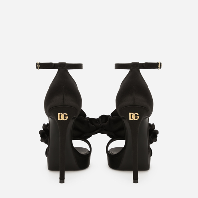 Shop Dolce & Gabbana Satin Platform Sandals In Black