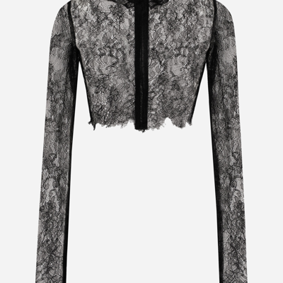 Dolce & Gabbana Dolce&gabbana | Short Black Lace Top In Black