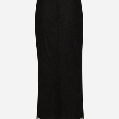 Dolce & Gabbana Lace Scalloped-hem Midi Skirt In Black
