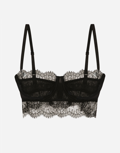 Dolce & Gabbana Chantilly Lace Bralette Top In Black