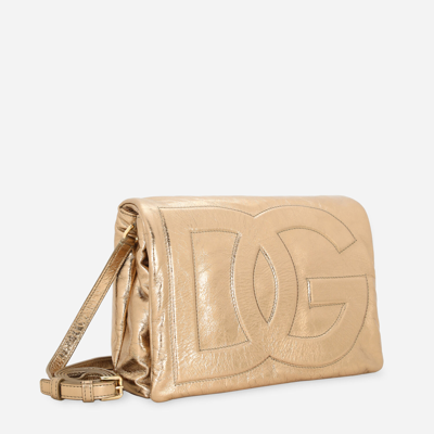 Shop Dolce & Gabbana Soft Dg Logo Bag Crossbody Bag In Gold