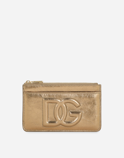 Shop Dolce & Gabbana Medium Dg Logo Card Holder In Gold