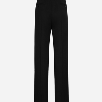 Dolce & Gabbana Flared Woolen Pants In Black