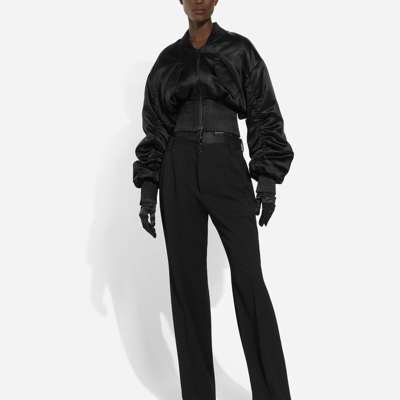 Shop Dolce & Gabbana Flared Woolen Pants In Black
