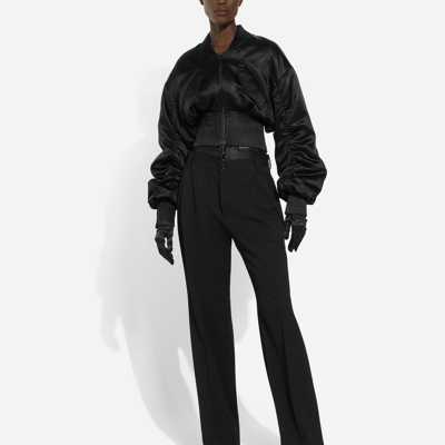 Dolce & Gabbana Flared Woolen Pants In Black