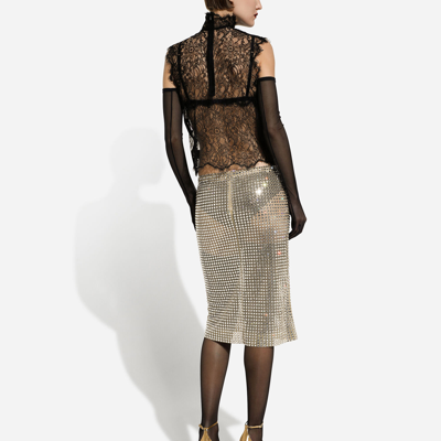 Dolce & Gabbana Sleeveless Chantilly Lace Top In Black