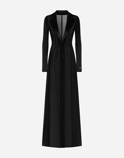 Dolce & Gabbana Satin-trimmed Silk-blend Chiffon Coat In Black