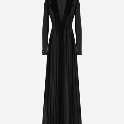 Shop Dolce & Gabbana Silk Chiffon Duster Coat In Black