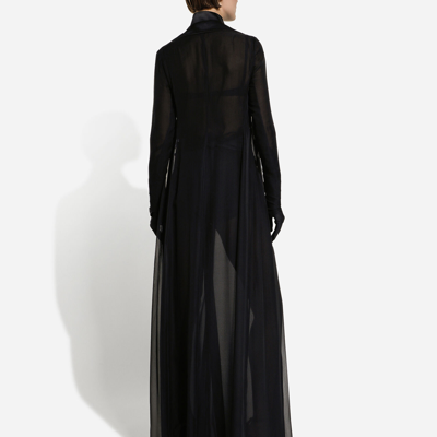 Shop Dolce & Gabbana Silk Chiffon Duster Coat In Black