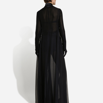 Dolce & Gabbana Satin-trimmed Silk-blend Chiffon Coat In Black