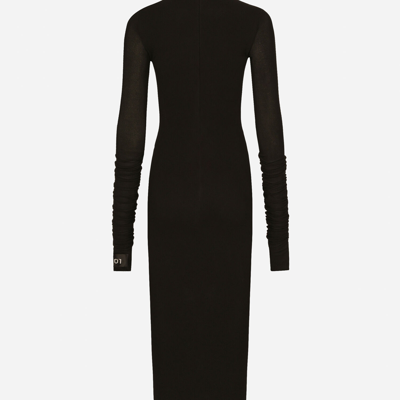 Dolce & Gabbana Jersey Calf-length Dress With Chantilly Lace Insert In Black