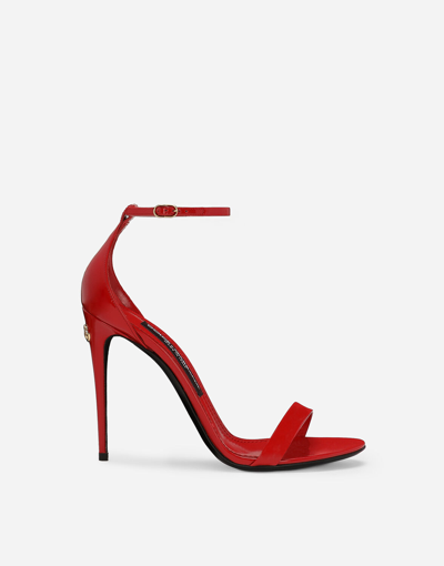 Shop Dolce & Gabbana Patent Leather Sandals In Red