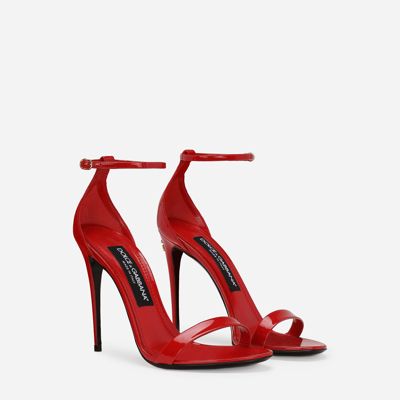 Shop Dolce & Gabbana Patent Leather Sandals In Red