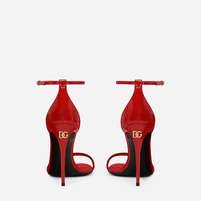 Shop Dolce & Gabbana Patent Leather Sandals In Red