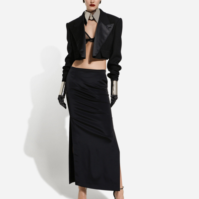 Shop Dolce & Gabbana Short Double Wool Tuxedo Jacket In Black