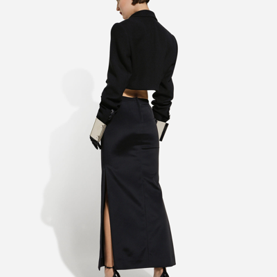 Dolce & Gabbana Cropped Wool-blend Tuxedo Blazer In Black