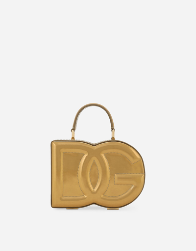 Shop Dolce & Gabbana Dg Logo Bag Box Handbag In Gold