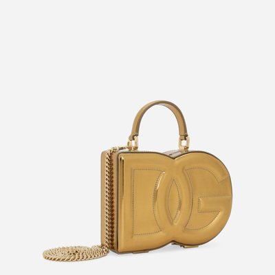 Shop Dolce & Gabbana Dg Logo Bag Box Handbag In Gold