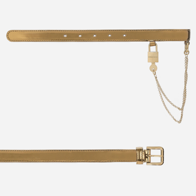 Shop Dolce & Gabbana Belt With Chain In Gold