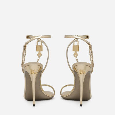 Shop Dolce & Gabbana Calfskin Sandals In Gold