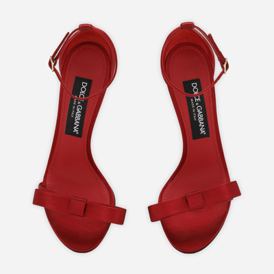 Shop Dolce & Gabbana Satin Sandals In Red