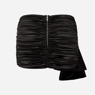Dolce & Gabbana Short Draped Satin Skirt With Side Bow In Black