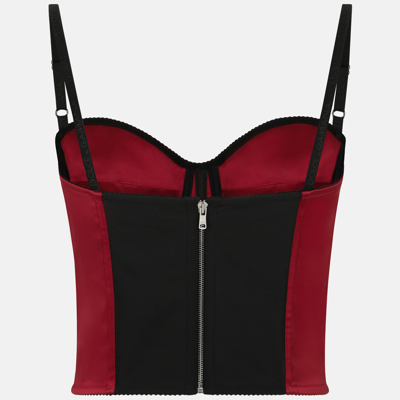 Shop Dolce & Gabbana Satin Corset Top In Red