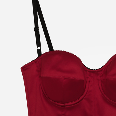 Shop Dolce & Gabbana Satin Corset Top In Red