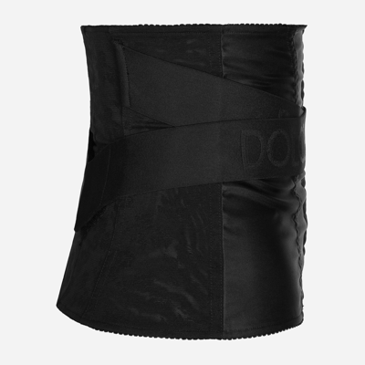 Dolce & Gabbana Corset-style Belt With Branded Stretch Crossover Bands In Black