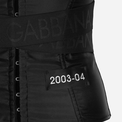 Shop Dolce & Gabbana Corset-style Belt With Branded Stretch Crossover Bands In Black