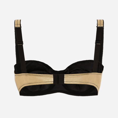 Dolce & Gabbana Balconette Bra In Laminated Jersey In Gold