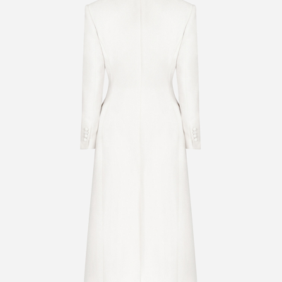 Shop Dolce & Gabbana Long Double-breasted Wool Cady Coat In White